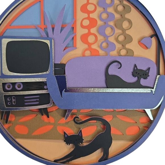 3D Layered Retro Shadowbox 8x8 Inches. Hanger on the back. Gift, home decor, pi - Picture 5 of 8